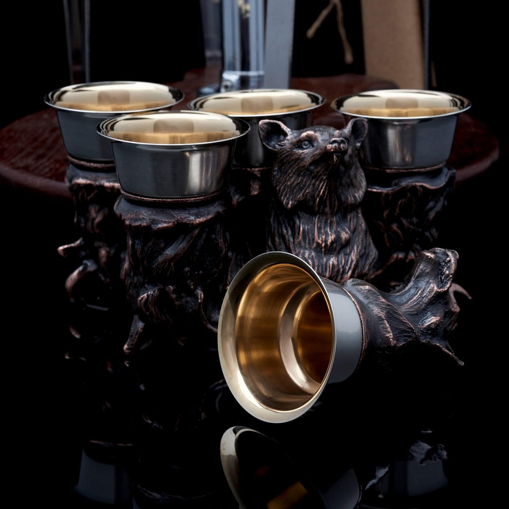 Шампуры и стопки на деревянной подставке «Звери» - интернет магазин Русь Велика я фото 4