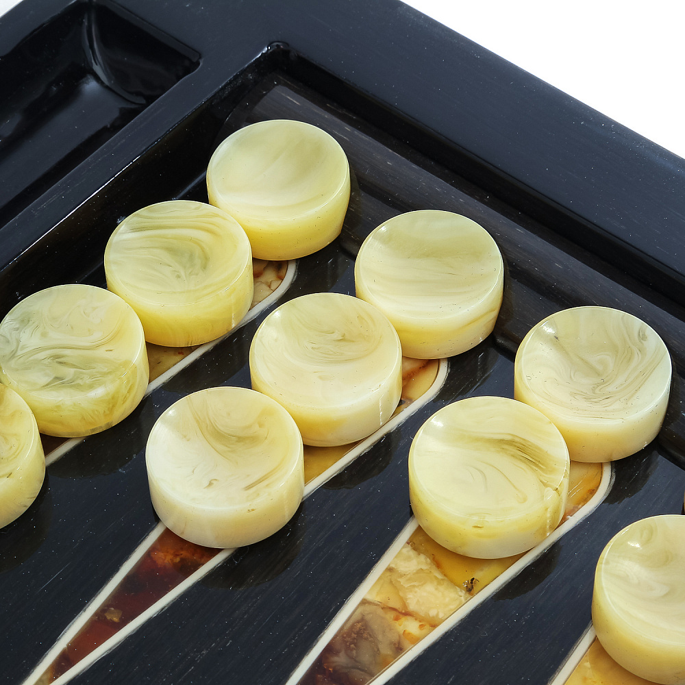 Нарды деревянные с инкрустацией из янтаря «Филин» - интернет магазин Русь Велика я фото 6