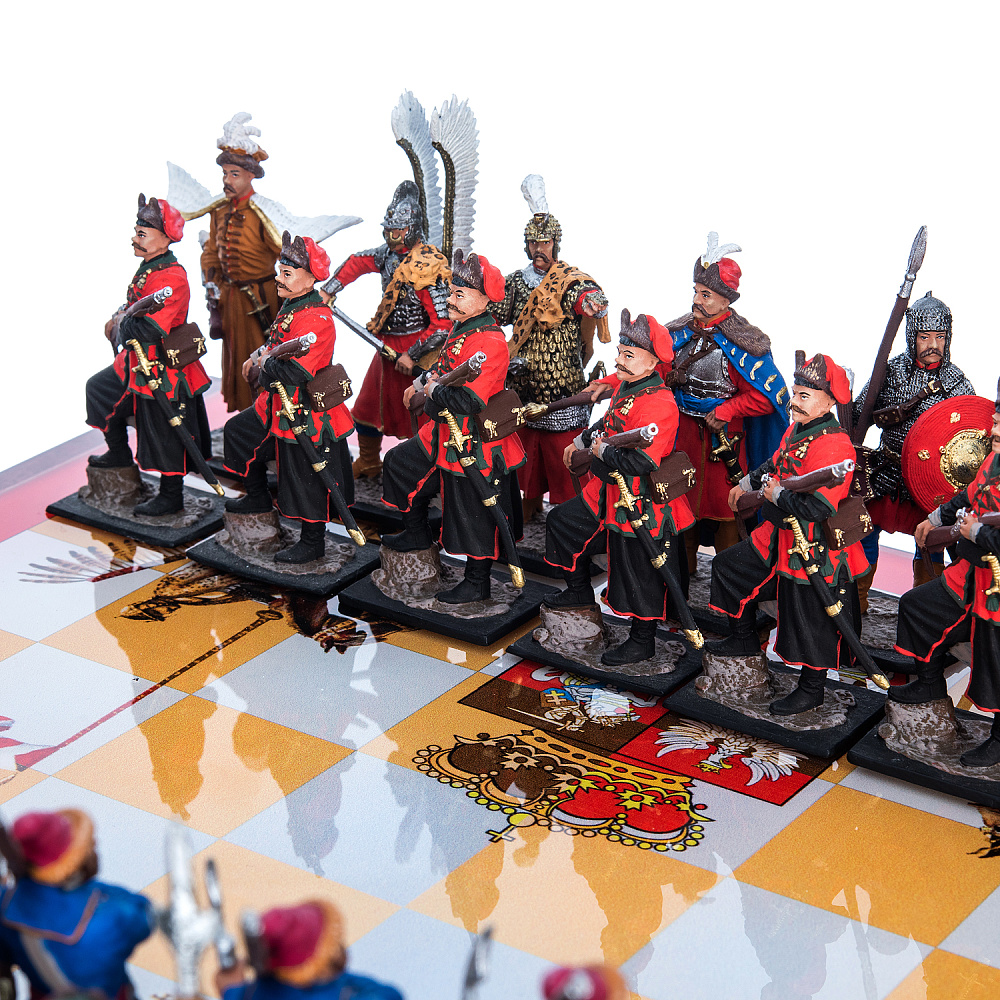 Шахматы с оловянными фигурами «Стрельцы» 32х32 см - интернет магазин Русь Велика я фото 1