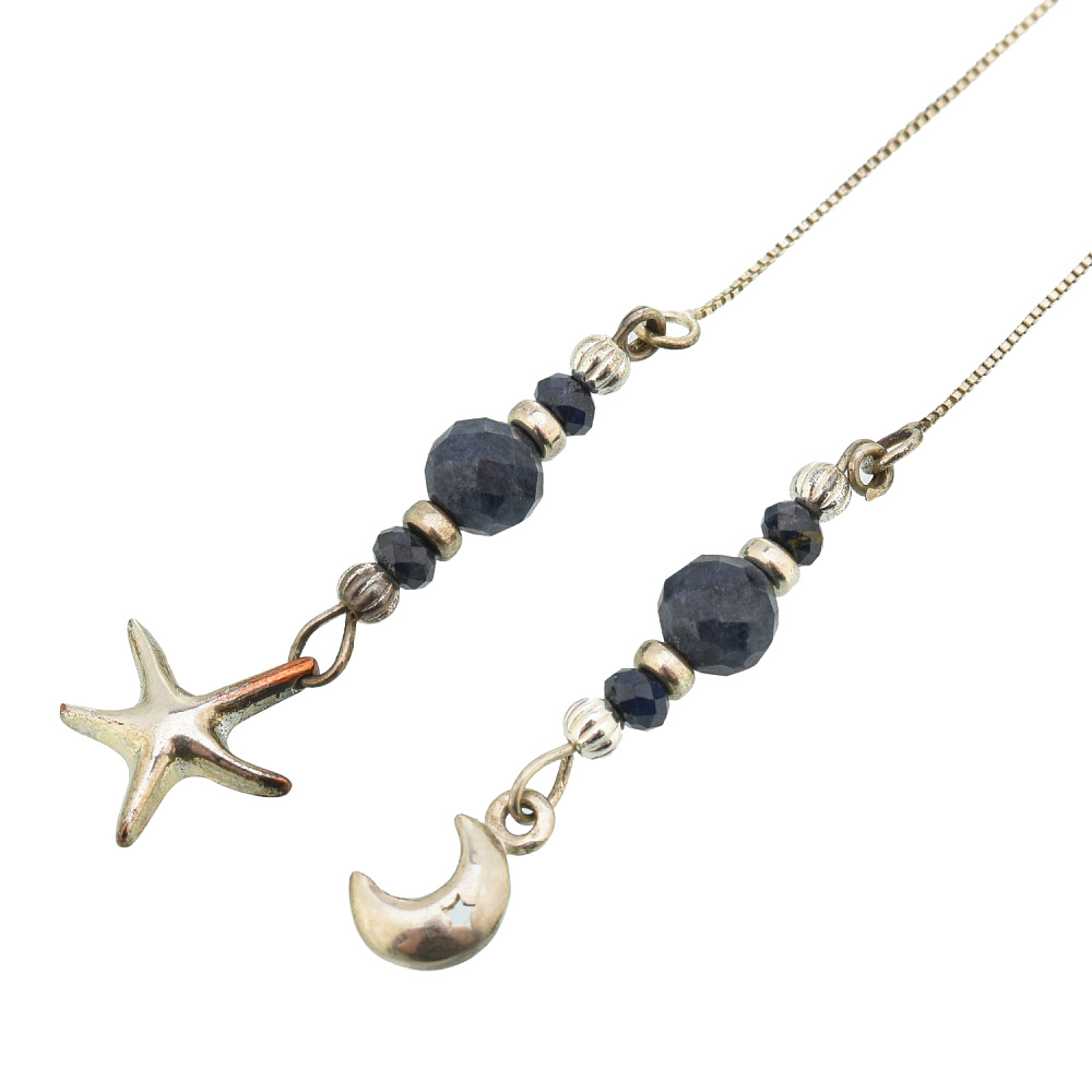 Серьги «Сапфировые огни». Черный сапфир - интернет магазин Русь Велика я 