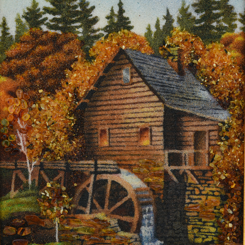 Картина янтарная «Мельница» 30х40 см - интернет магазин Русь Велика я фото 1