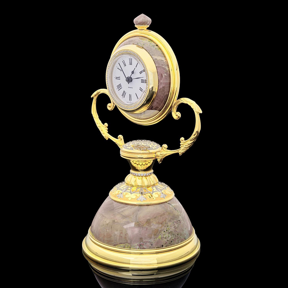 Часы каминные из яшмы и бронзы с двумя 3-х рожковыми канделябрами. Златоуст - интернет магазин Русь Велика я фото 2