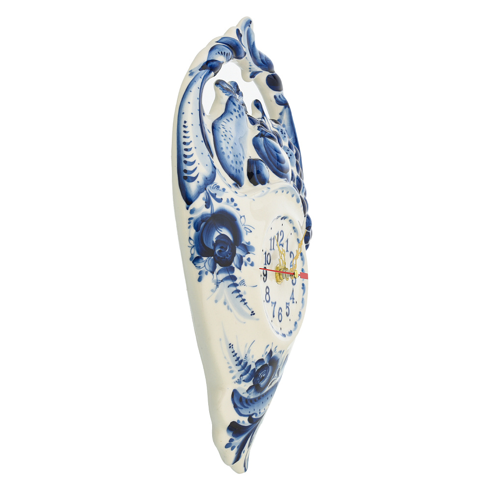 Часы настенные фарфоровые «Корзина». Гжель - интернет магазин Русь Велика я фото 2