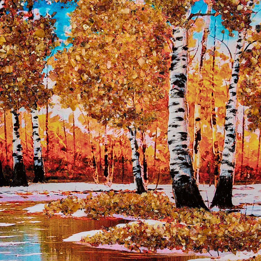 Картина янтарная «Березки» 60х29 см - интернет магазин Русь Велика я фото 1