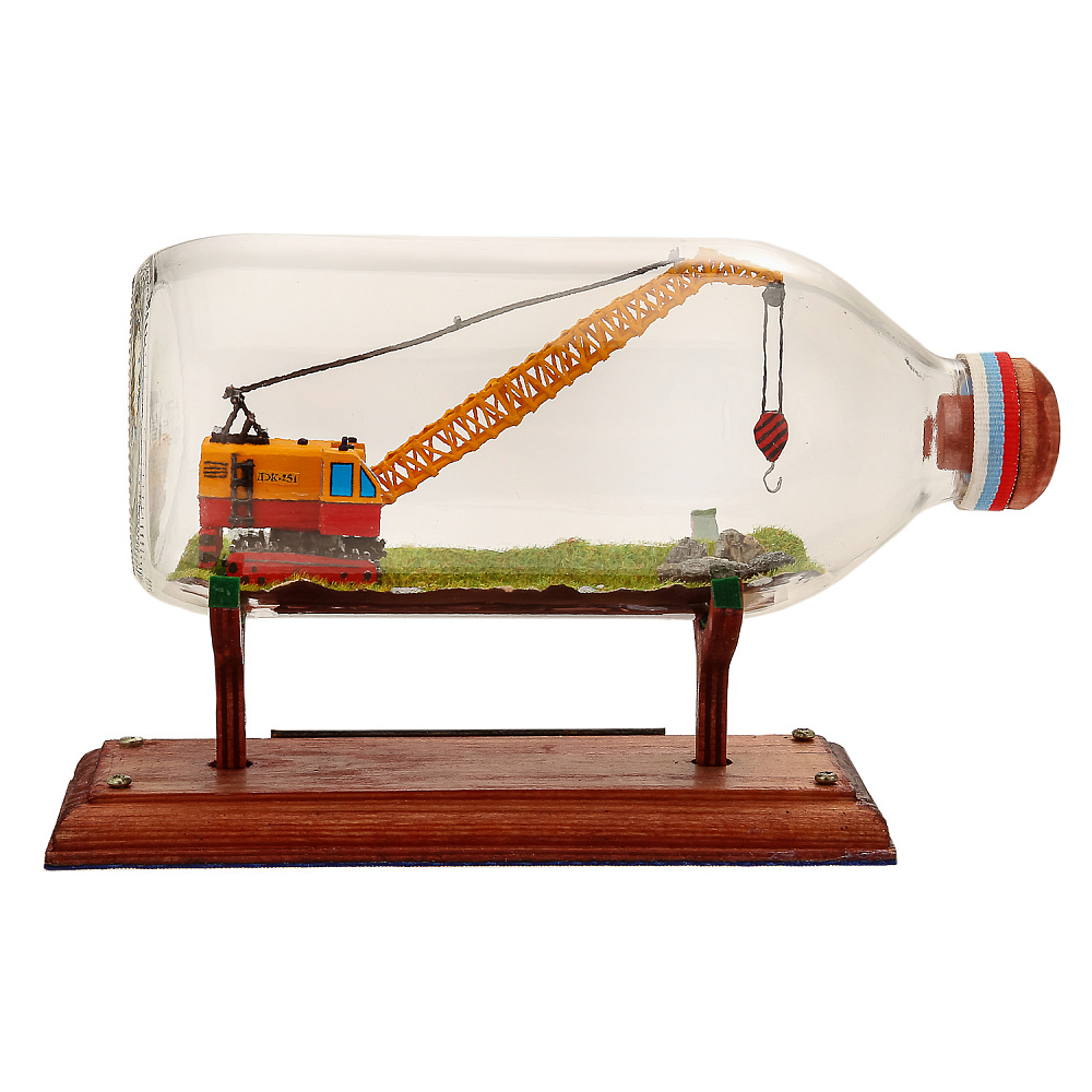 Модель в бутылке «Строительный гусеничный кран» - интернет магазин Русь Велика я фото 2