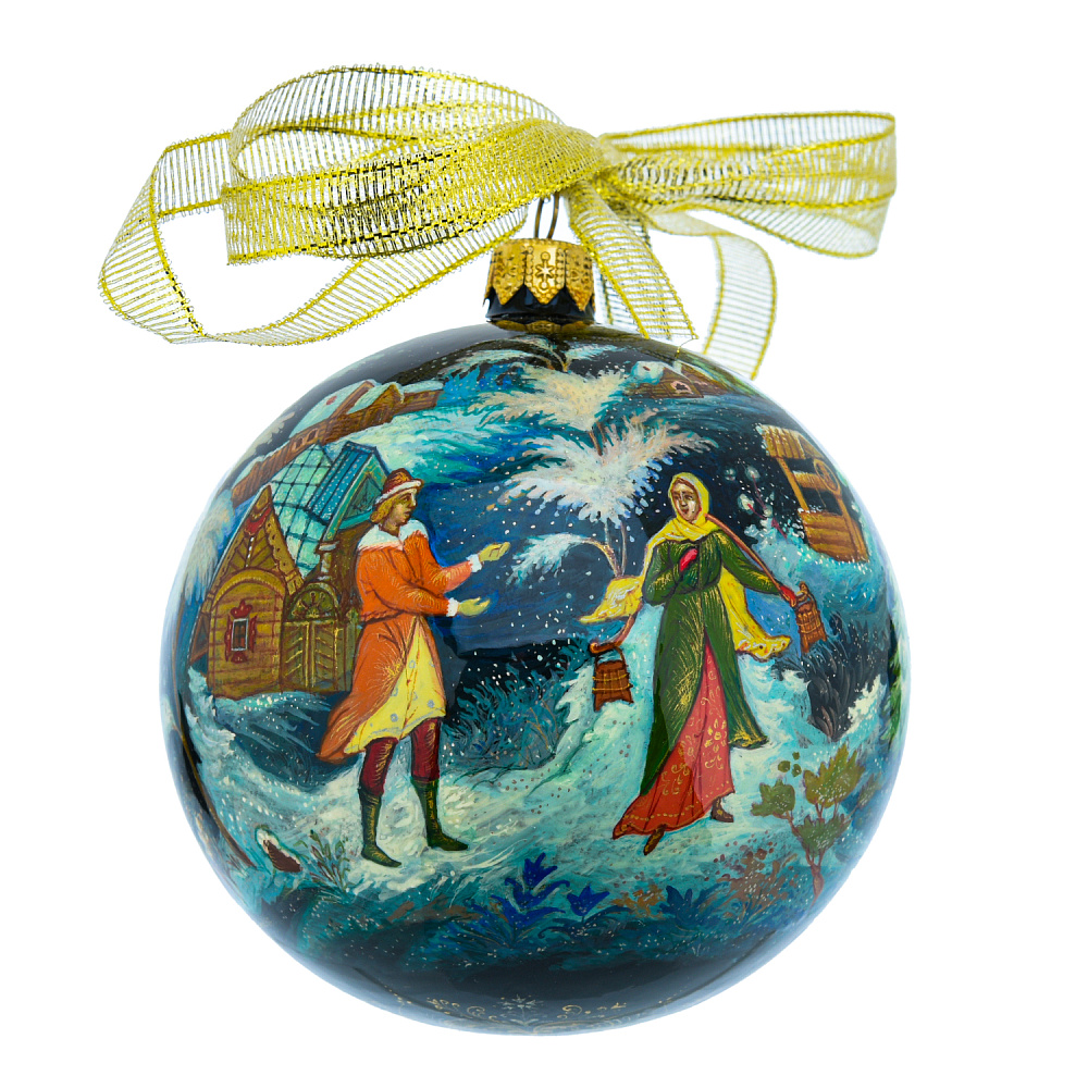 Новогодний елочный шар с росписью «Тройка» - интернет магазин Русь Велика я фото 2
