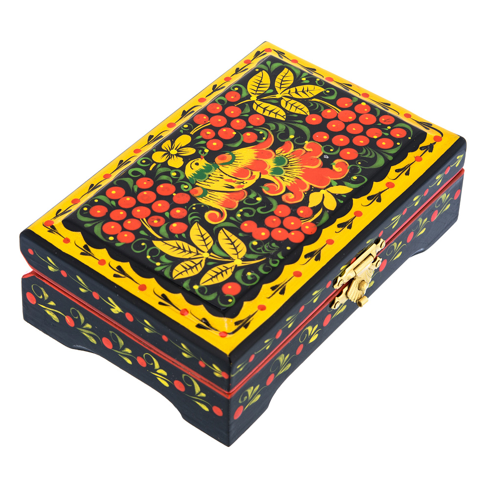 Шкатулка «Птица и рябина». Хохлома - интернет магазин Русь Велика я фото 1