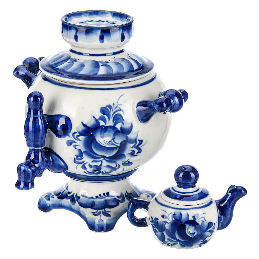 Сувенирный самовар-шкатулка. Гжель - интернет магазин Русь Велика я фото 1