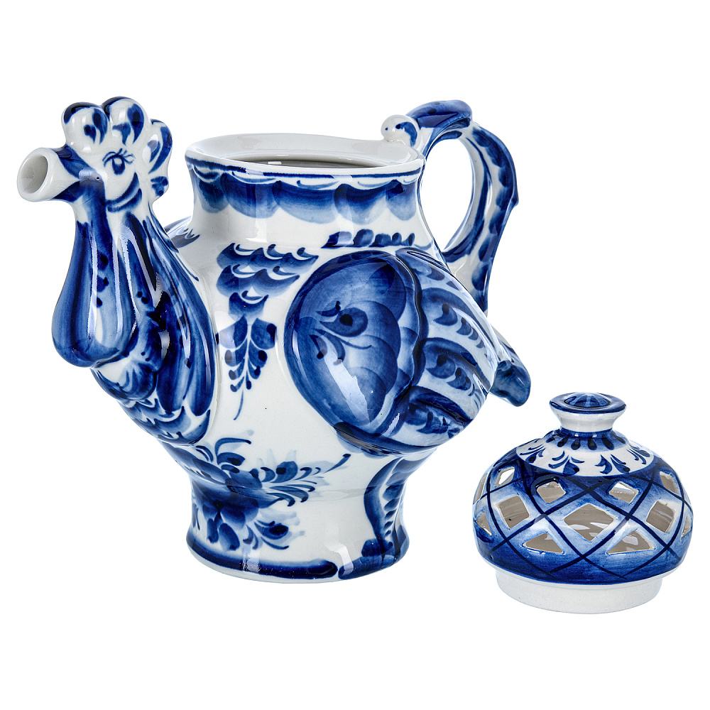 Чайник «Петух». Гжель - интернет магазин Русь Велика я фото 1