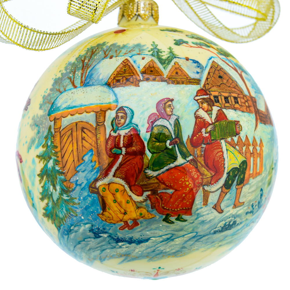 Новогодний елочный шар с росписью «Тройка» - интернет магазин Русь Велика я фото 2