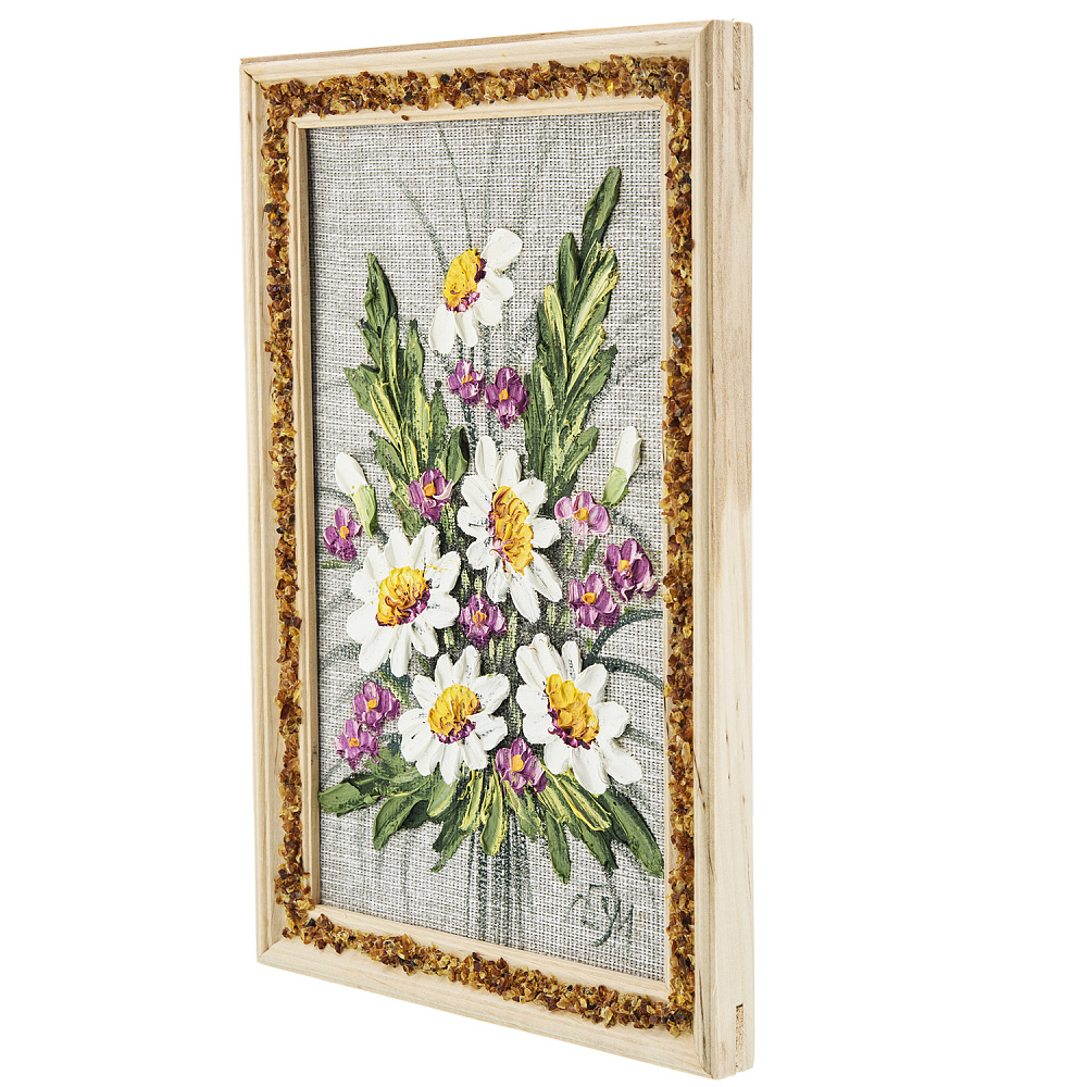 Панно в янтарной раме «Букет цветов» 27х18 см - интернет магазин Русь Велика я фото 1