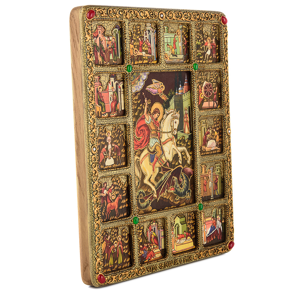 Икона из мореного дуба «Чудо Св. Георгия о змие» 30х37 см - интернет магазин Русь Велика я фото 2