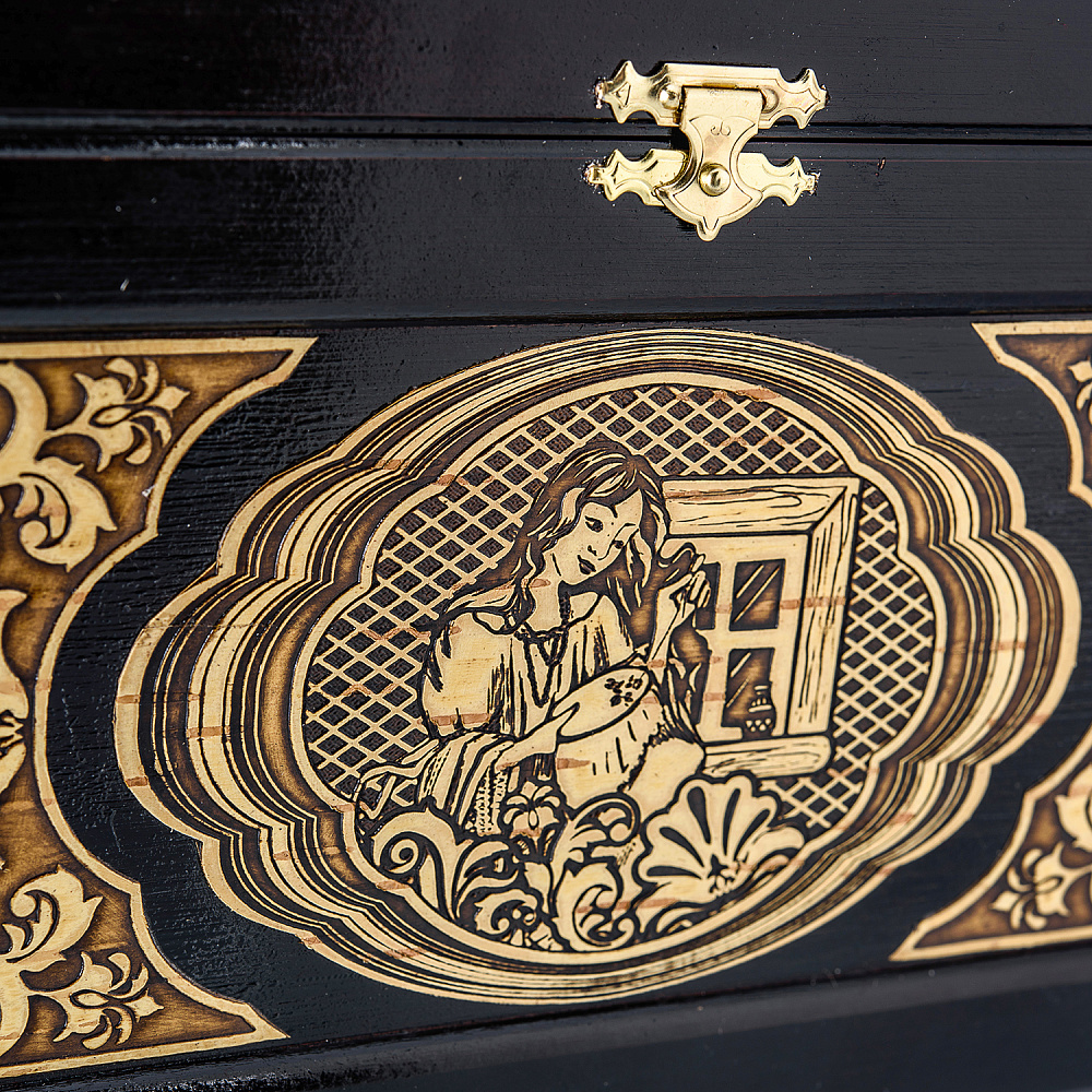 Прямоугольная шкатулка из бересты с малахитом - интернет магазин Русь Велика я фото 4