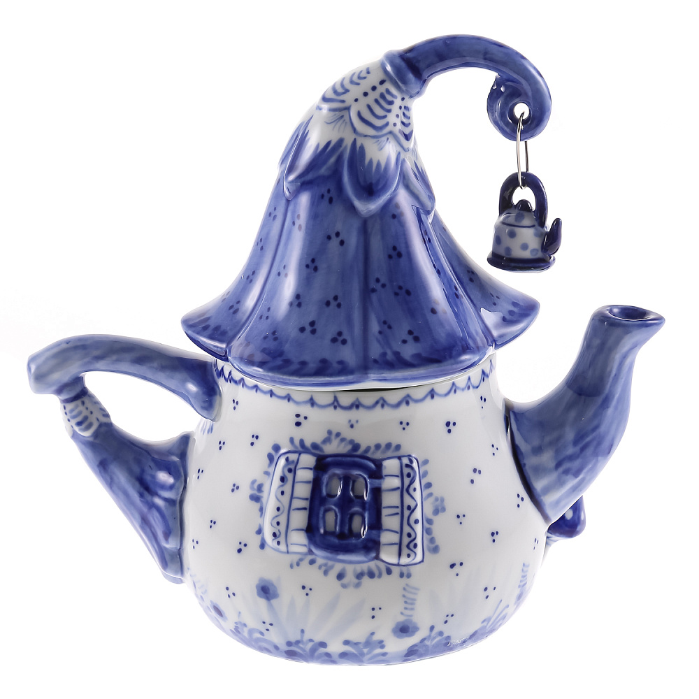Чайник «Теремок». Гжель - интернет магазин Русь Велика я фото 2