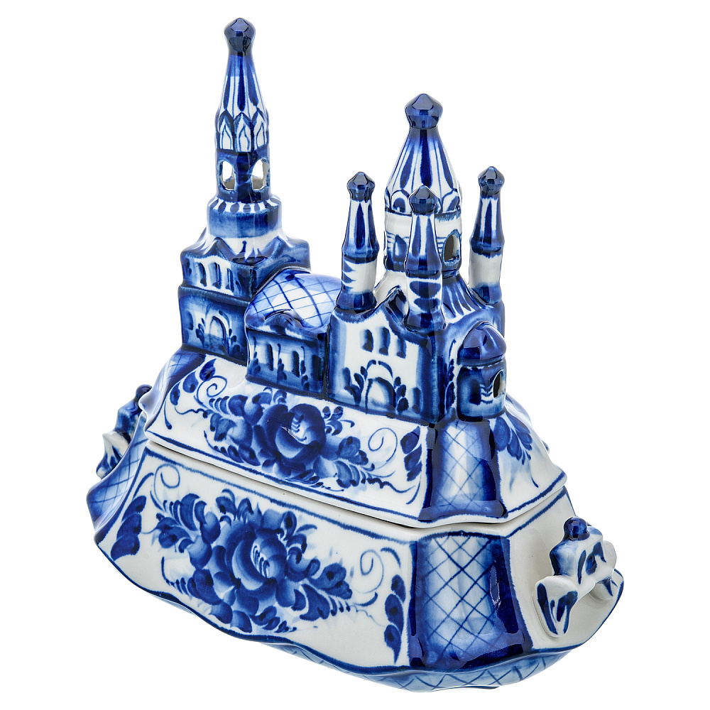 Фарфоровая шкатулка «Кремль». Гжель - интернет магазин Русь Велика я фото 3