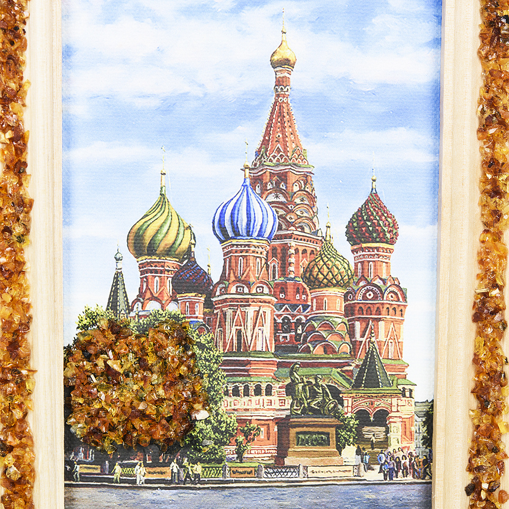 Панно янтарное «Храм Василия Блаженного» 20х16 см - интернет магазин Русь Велика я фото 2