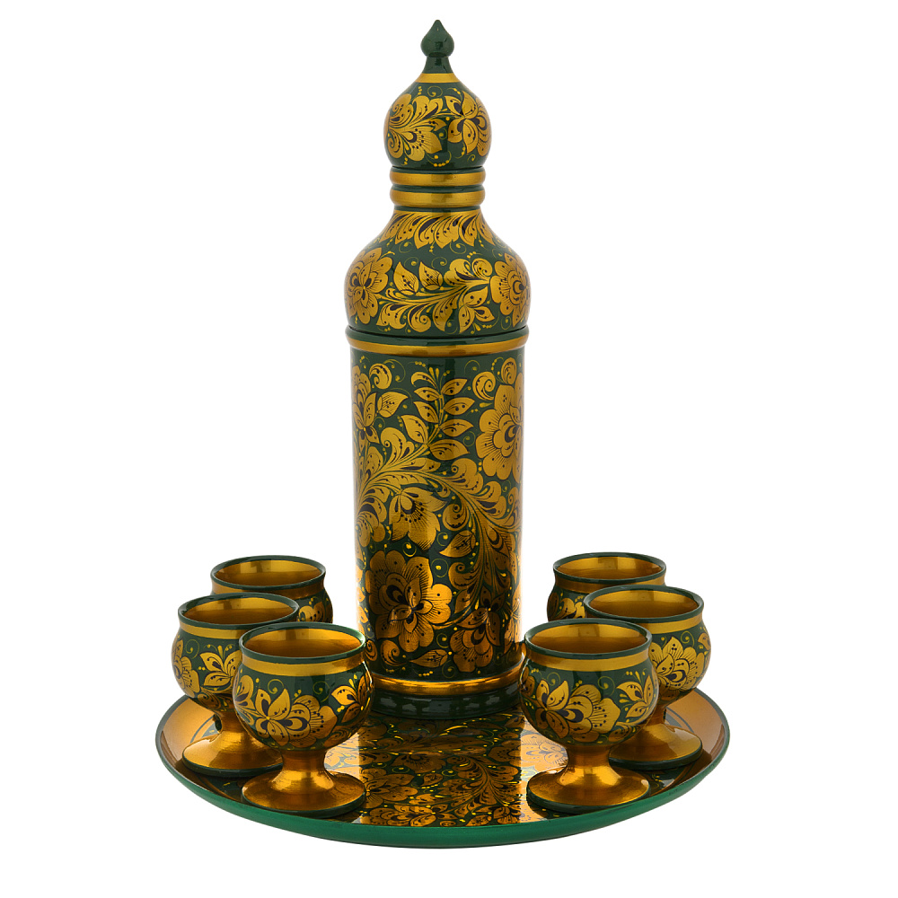 Питейный набор на 6 персон «Винный». Хохлома - интернет магазин Русь Велика я 