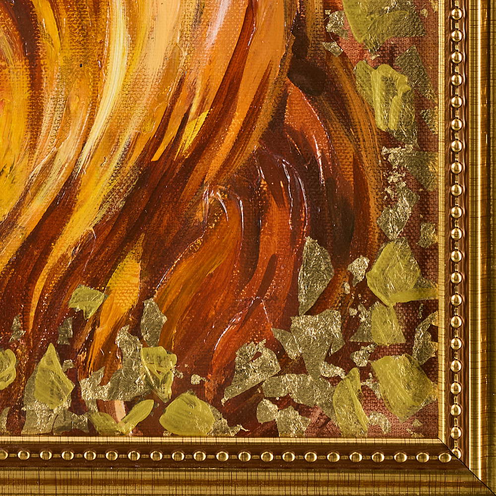 Картина с поталью и янтарем «Лев» 40х60 см - интернет магазин Русь Велика я фото 4