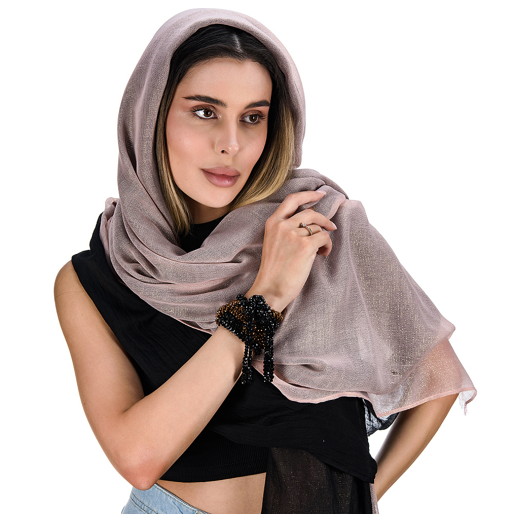 Набор парных палантинов с бусами-жгутом «Дуэт». Черно-розовый - интернет магазин Русь Велика я фото 3