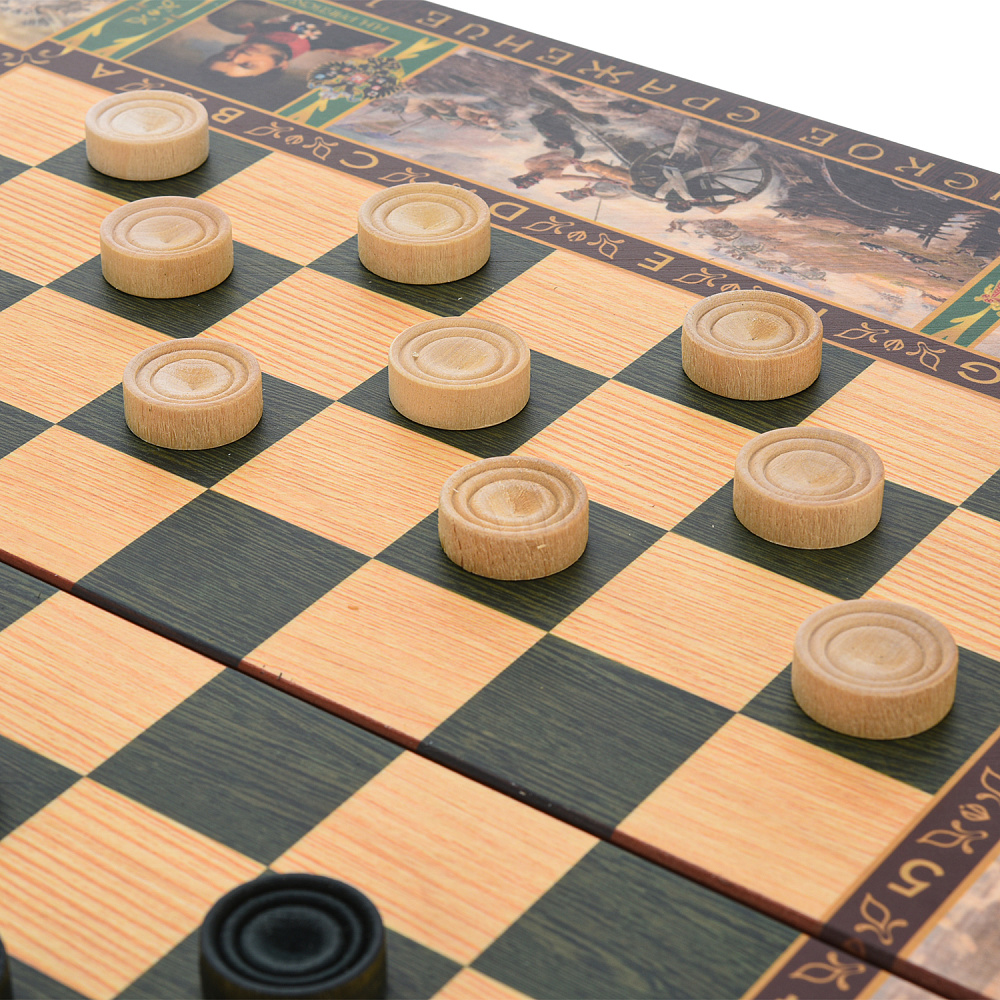 Шахматы-нарды-шашки деревянные «Бородино» 50х25 см - интернет магазин Русь Велика я фото 9