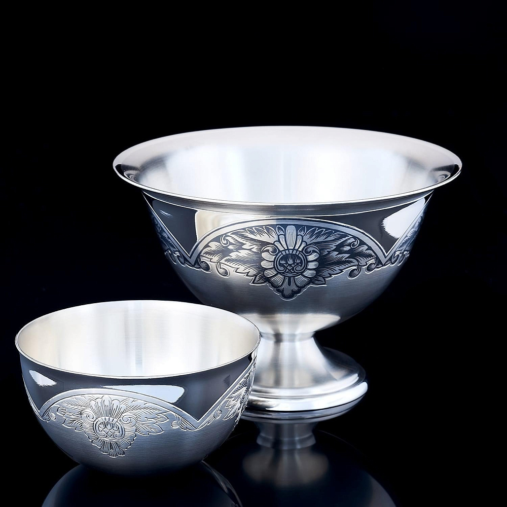 Икорница из серебра 925*. Вес 346 гр. - интернет магазин Русь Велика я 