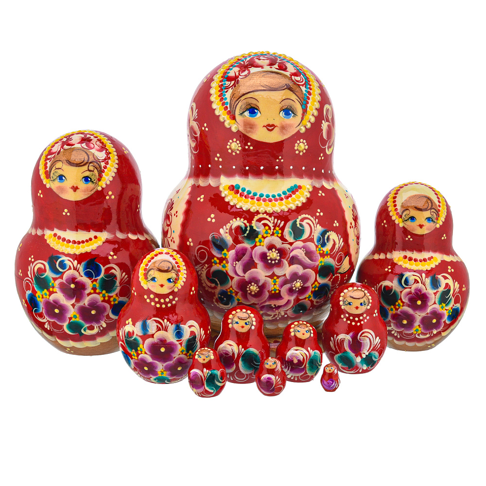 Матрешка «Цветы» 10 мест - интернет магазин Русь Велика я 