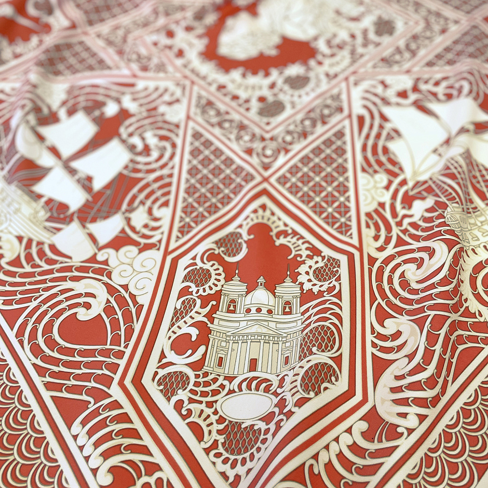 Платок шелковый «Резьба по кости» 90х90 см - интернет магазин Русь Велика я фото 2