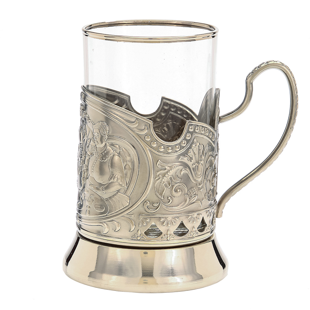 Подстаканник никелированный «Русское чаепитие» - интернет магазин Русь Велика я фото 1