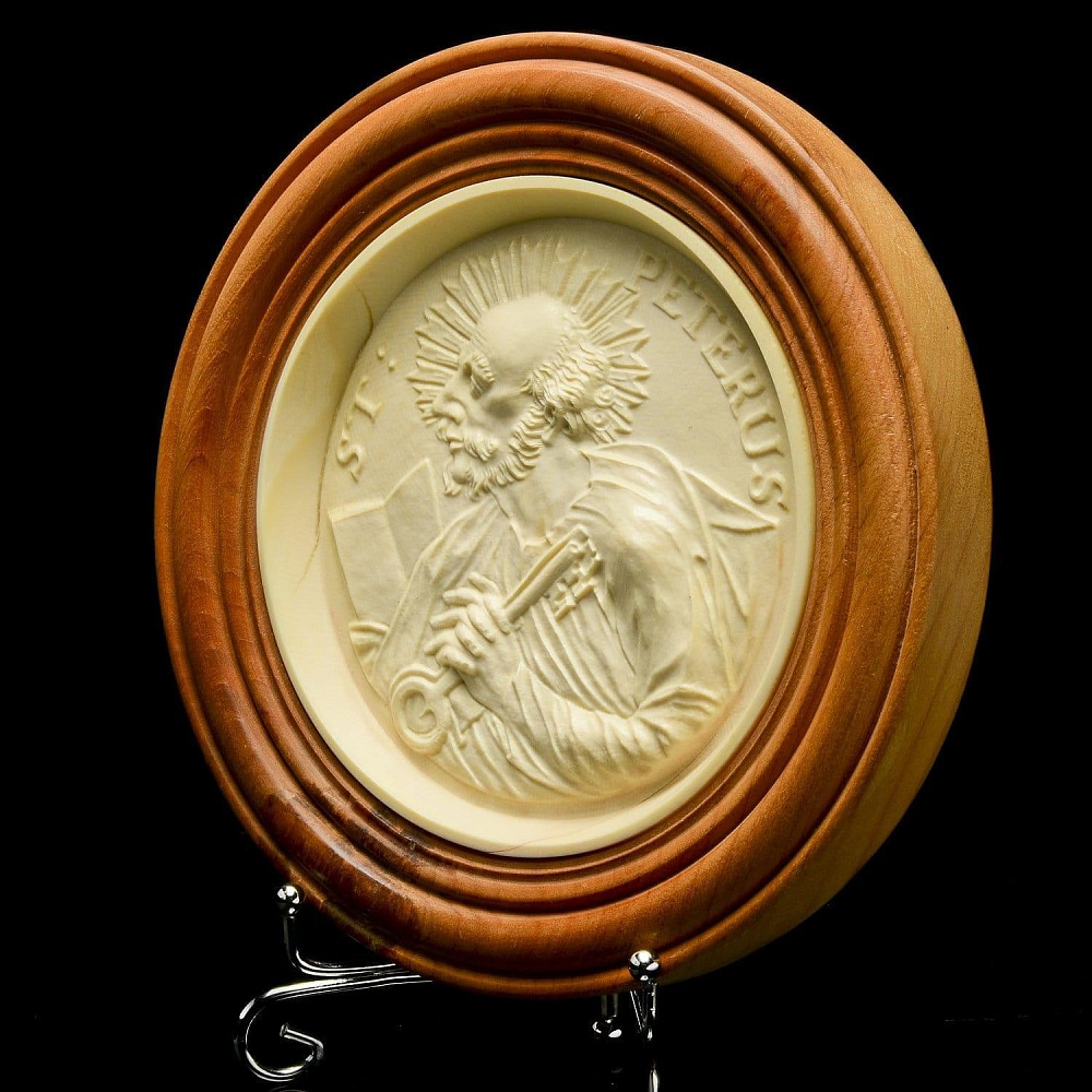 Медальон «Святой Петр» бивень мамонта 14 х 14 см - интернет магазин Русь Велика я фото 1