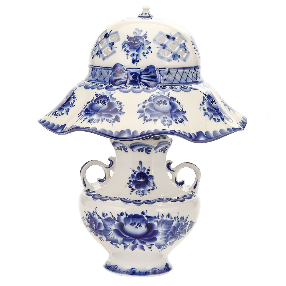 Лампа настольная «Кокетка». Гжель - интернет магазин Русь Велика я 