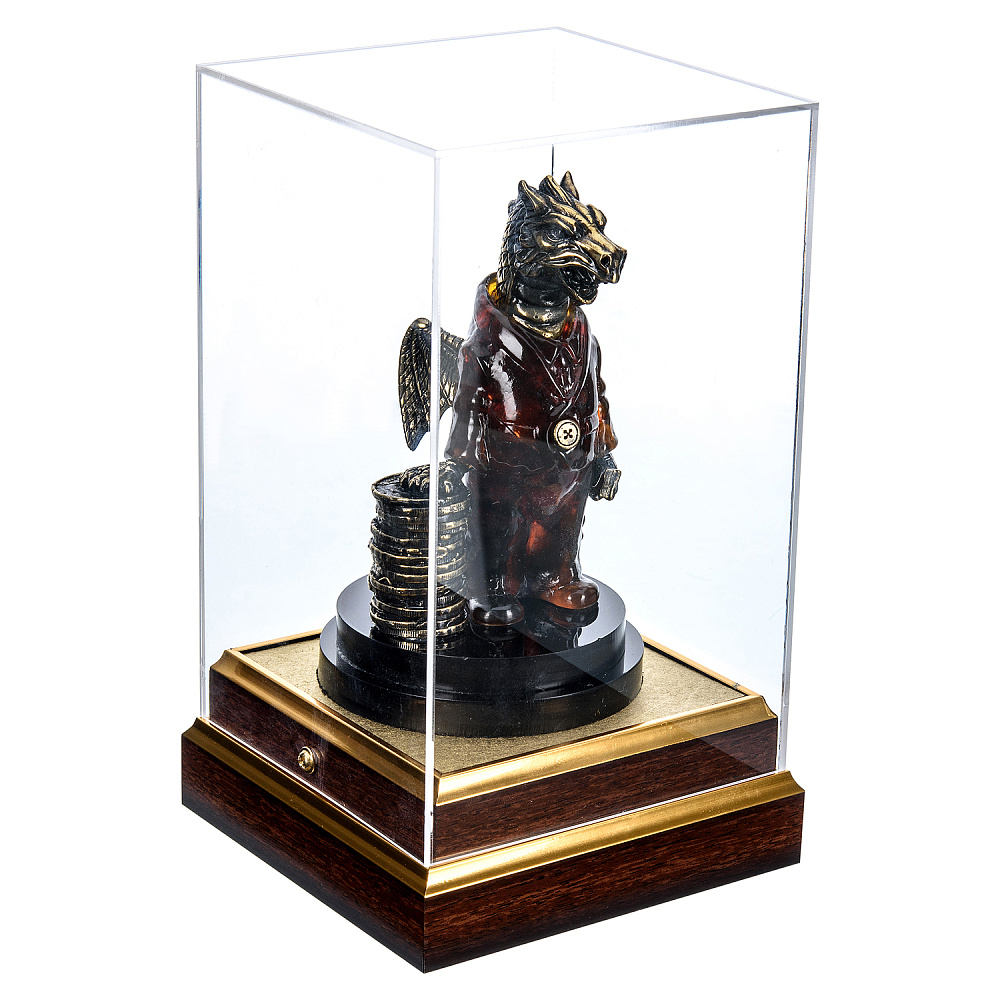 Скульптура из янтаря и бронзы «Дракон предприниматель» - интернет магазин Русь Велика я фото 2