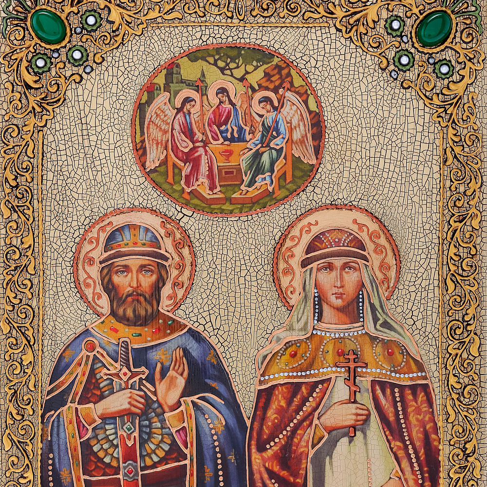 Икона из мореного дуба «Петр и Феврония» 29х21 см - интернет магазин Русь Велика я фото 2