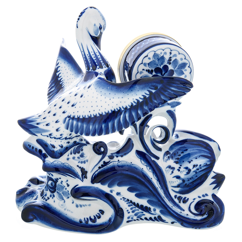 Часы каминные «Лебединая верность». Гжель - интернет магазин Русь Велика я фото 3