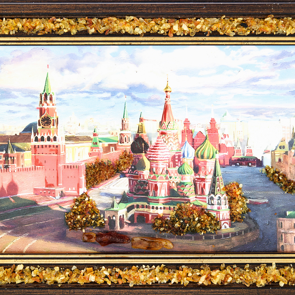 Картина янтарная «Храм Василия Блаженного» 24х15 см - интернет магазин Русь Велика я фото 2