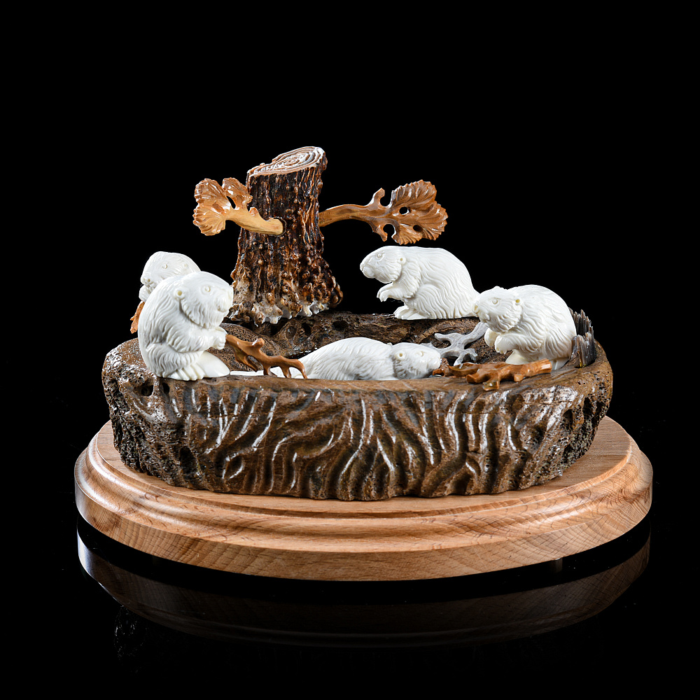 Скульптура из рога лося «Бобры» - интернет магазин Русь Велика я фото 3