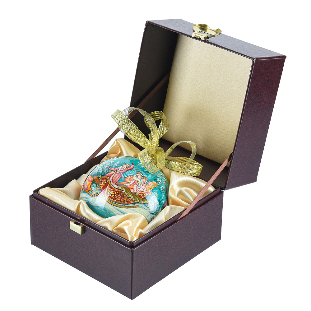 Новогодний елочный шар с росписью «Тройка» - интернет магазин Русь Велика я фото 1