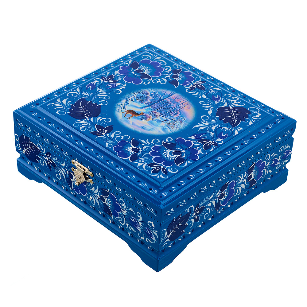 Шкатулка «Зима». Хохлома - интернет магазин Русь Велика я фото 1