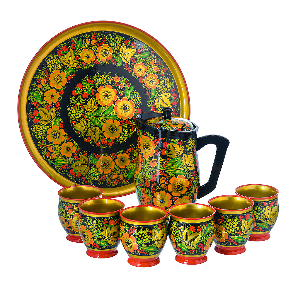 Питейный набор для кваса на 6 персон. Хохлома - интернет магазин Русь Велика я 