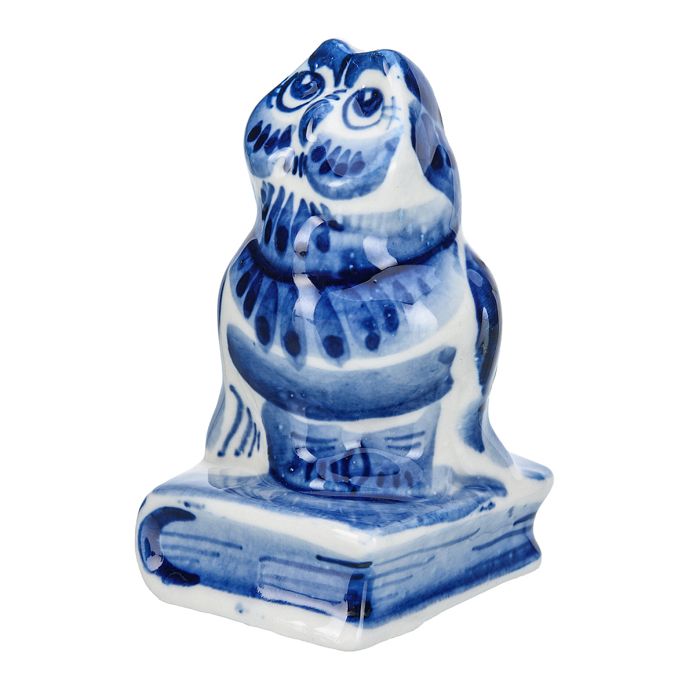 Статуэтка «Сова на книге». Гжель - интернет магазин Русь Велика я фото 3