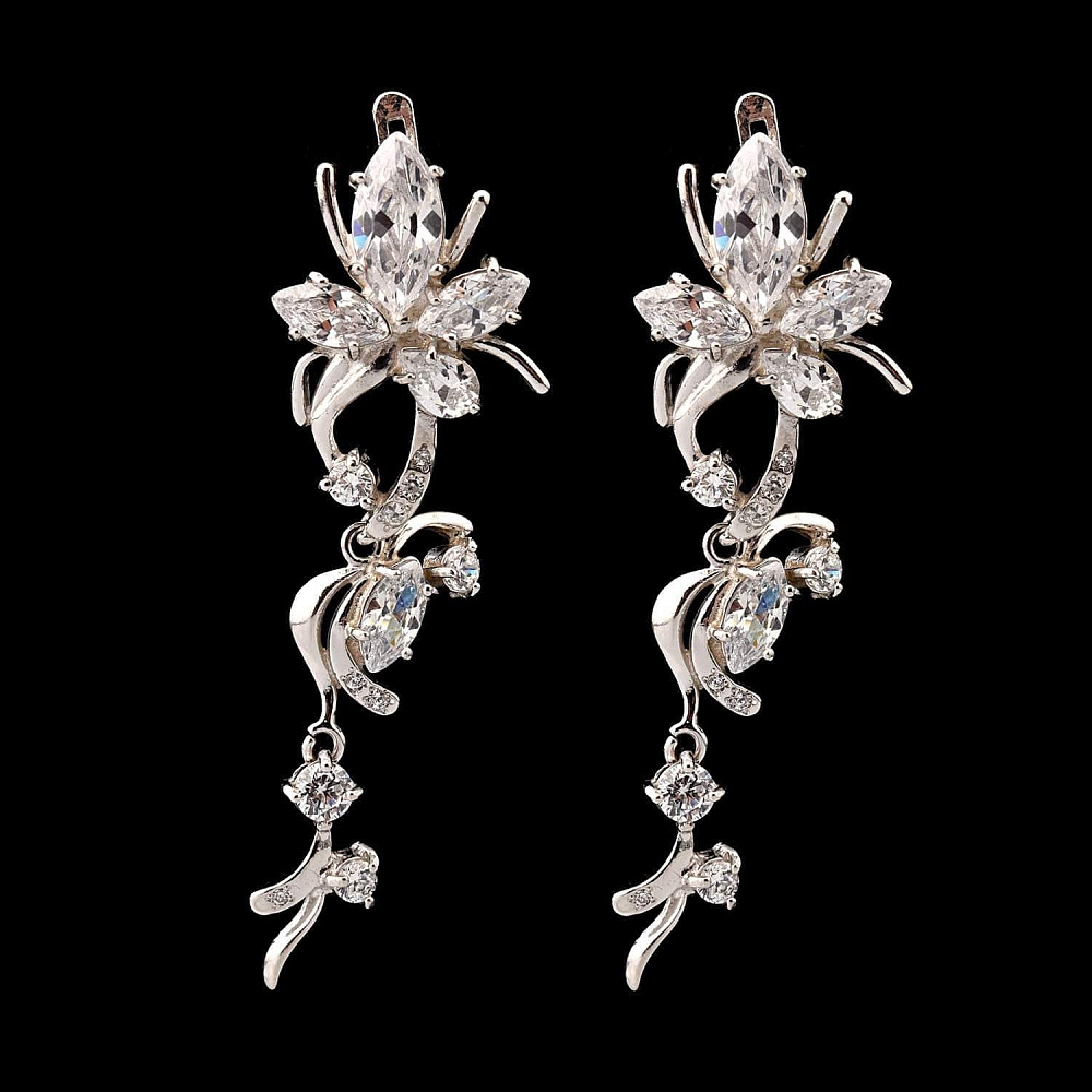 Серьги с фианитовыми вставками 14,1 гр. Серебро 925* - интернет магазин Русь Велика я 