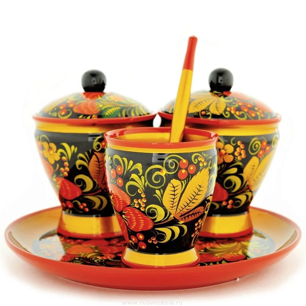 0021736 Хохлома Набор для соусов «Земляничка» 5пр.(в/кат) 63180000005 - интернет магазин Русь Велика я 