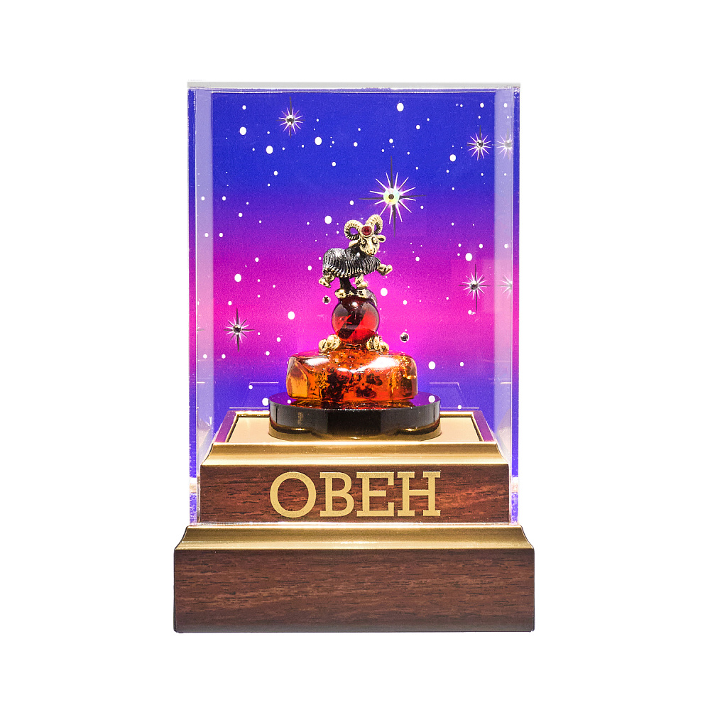 Статуэтка из янтаря и бронзы «Знак Зодиака Овен» - интернет магазин Русь Велика я 