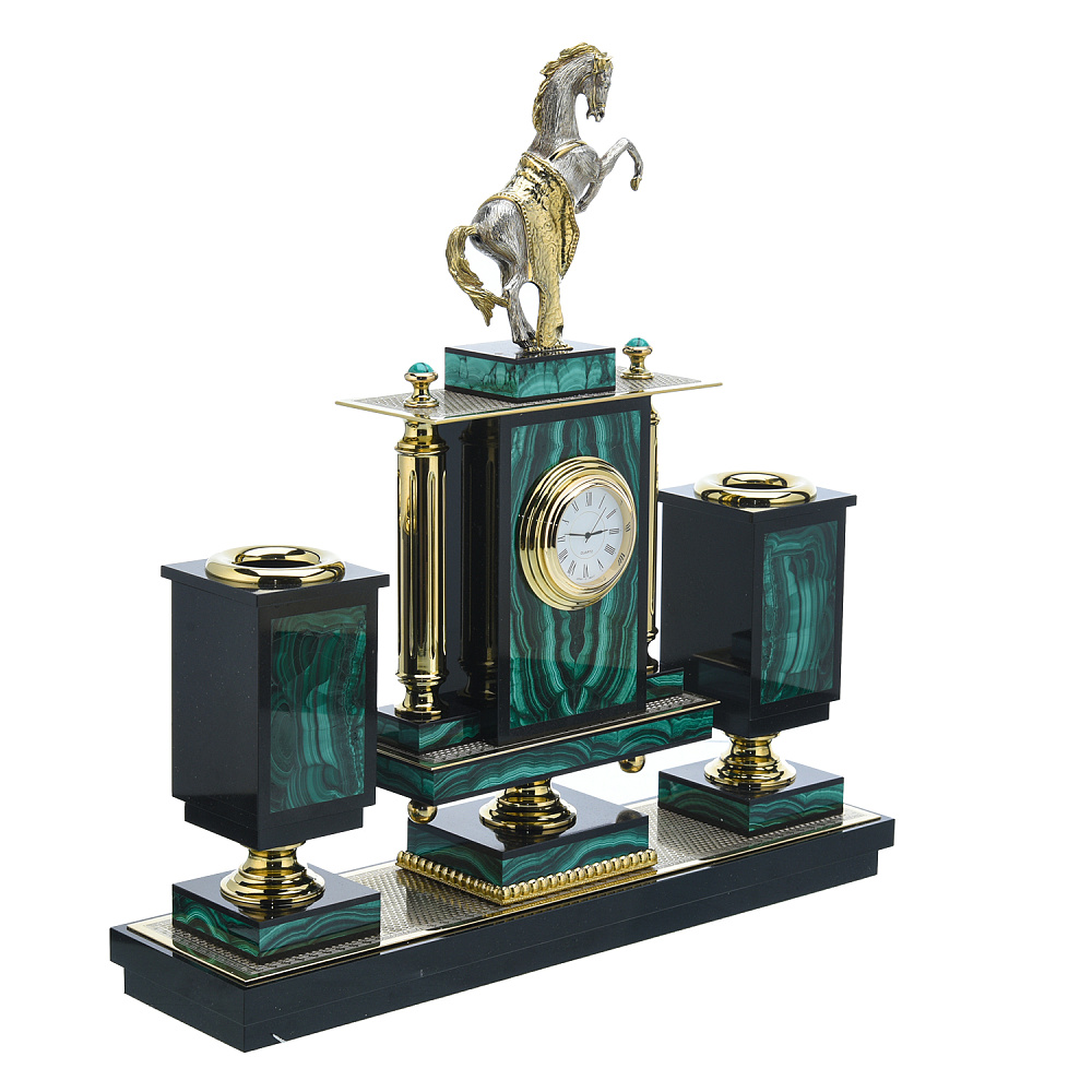 Настольный письменный набор из малахита с позолотой «Конь» - интернет магазин Русь Велика я фото 2