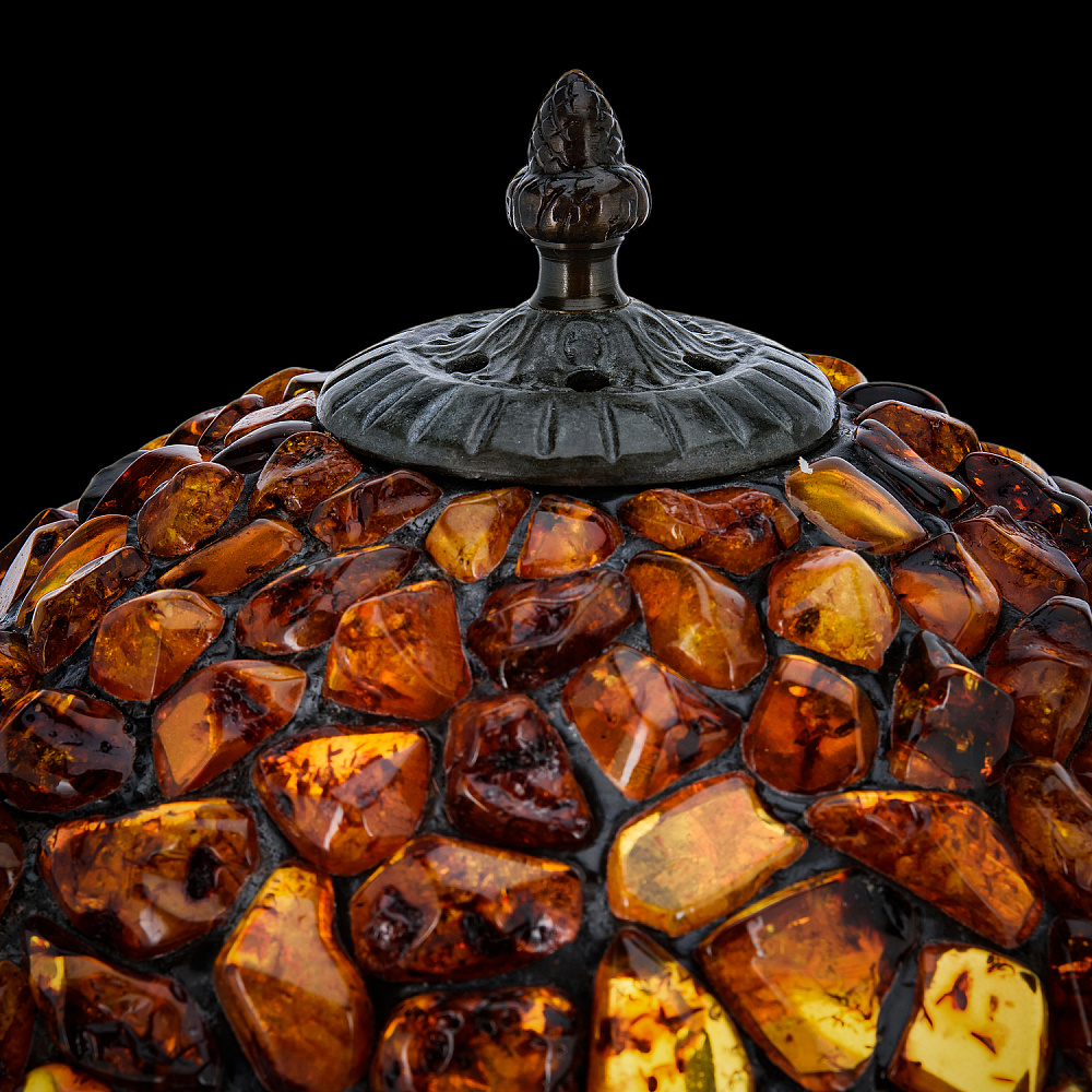 Настольная лампа из янтаря и бронзы. Высота 42 см - интернет магазин Русь Велика я фото 4