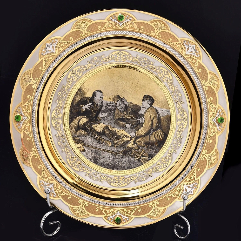 Декоративная тарелка-панно «Охота» Златоуст - интернет магазин Русь Велика я 