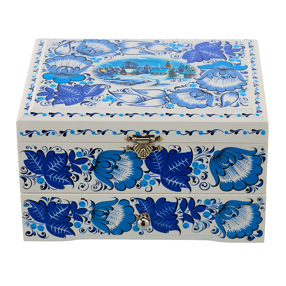 Шкатулка под украшения «Сюжет». Хохлома - интернет магазин Русь Велика я 