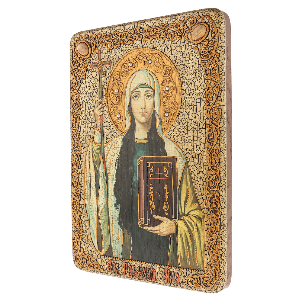 Икона из мореного дуба «Святая Равноапостольная Нина» 21х29 см - интернет магазин Русь Велика я фото 3