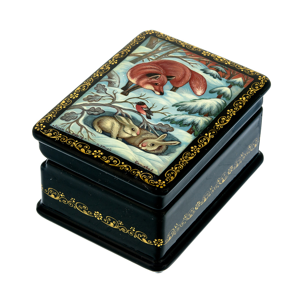 Шкатулка с художественной росписью «Лиса на охоте» - интернет магазин Русь Велика я фото 1