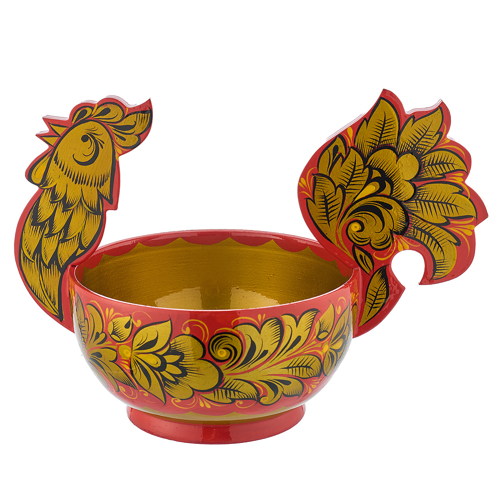 Конфетница «Петух». Хохлома - интернет магазин Русь Велика я 