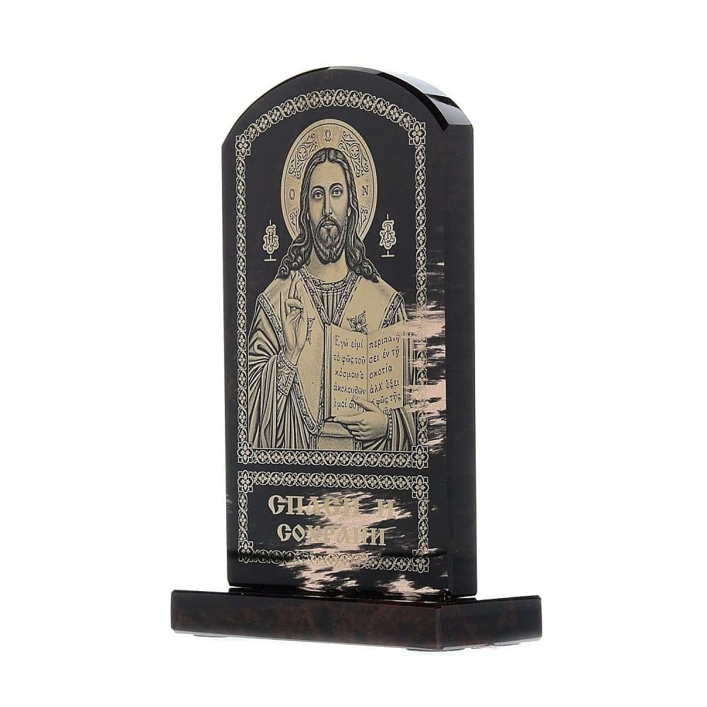 Панно-икона «Спаси и сохрани» из камня 7 х 10 см - интернет магазин Русь Велика я фото 1